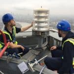 Electrical services Engineers completing aircraft warning lighting installation