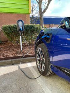 EV Vehicle using electric vehicle charger installed at Project Skills Solutions